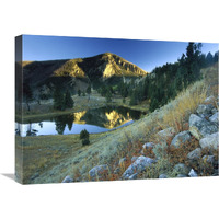 Bunsen Peak, an ancient volcano cone, reflected in lake, near Mammoth, Yellowstone National Park, Wyoming-Canvas Art-24"x18"