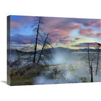 Steam rising from travertine formations, Minerva Terrace, Mammoth Hot Springs, Yellowstone National Park, Wyoming-Canvas Art-24&quotx18"