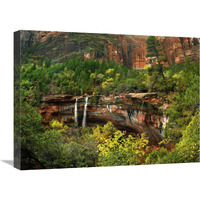 Cascades tumbling 110 feet at Emerald Pools, Zion National Park, Utah-Canvas Art-24"x18"