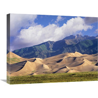 Sand dunes with Sangre de Cristo Mountains in the background, Great Sand Dunes National Park and Preserve, Colorado-Canvas Art-24&quotx18"