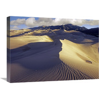 Rippled sand dunes with Sangre de Cristo Mountains in the background, Great Sand Dunes National Park and Preserve, Colorado-Canvas Art-24"x18"