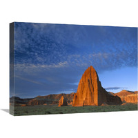 Temples of the Sun and Moon in Cathedral Valley, the monolith is made of entrada sandstone, Capitol Reef National Park, Utah-Canvas Art-24"x18"