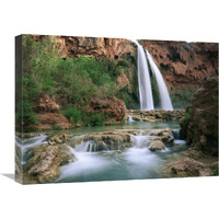 Havasu Creek, lined with Cottonwood trees, Havasu Falls, Grand Canyon, Arizona-Canvas Art-24"x18"