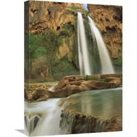 Havasu Creek, lined with Cottonwood trees, Havasu Falls, Grand Canyon, Arizona-Canvas Art-18"x24"