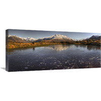 Frozen tarn seen from Mt Sunday near Mt Potts Station, Canterbury, New Zealand-Canvas Art-30"x13.2"