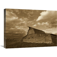 Mormon Row Barn, Grand Teton National Park, Wyoming - Sepia-Canvas Art-24"x18"