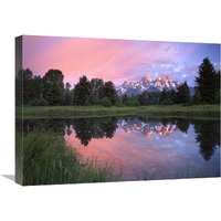 Grand Teton Range at Schwabacher Landing,  Grand Teton NP, Wyoming-Canvas Art-24"x18"