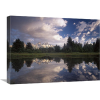 Grand Teton Range at Schwabacher Landing,  Grand Teton NP, Wyoming-Canvas Art-24"x18"