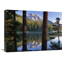 Mt Moran reflected in String Lake, Grand Teton NP, Wyoming-Canvas Art-24"x18"