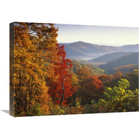 Autumn foliage on Blue Ridge Range near Jumping Off Rock, North Carolina-Canvas Art-24&quotx18"