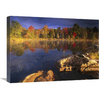 Lang Lake, fall colors, Ontario, Canada-Canvas Art-24"x18"