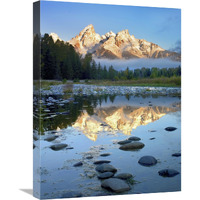 Teton Range reflected in water, Grand Teton National Park, Wyoming-Canvas Art-18"x24"