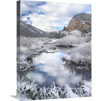 Boulder Mountains and Summit Creek dusted with snow, Idaho-Canvas Art-18"x24"