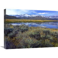 The Carson Range reflected in Washoe Lake, Nevada-Canvas Art-24"x18"