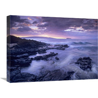 Ocean surf crashing on lava rocks at Molokini Crater, Maui, Hawaii-Canvas Art-24"x18"