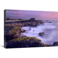 Ocean and lava rocks at sunset, Pu"uhonua, Hawaii-Canvas Art-24"x18"