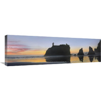 Abby Island and seastacks at sunset, Ruby Beach, Olympic NP, Washington-Canvas Art-36&quotx12"