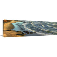 Panoramic view of incoming waves at Bandon Beach, Oregon-Canvas Art-36"x12"