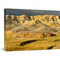 Eroded buttes and prairie in Badlands National Park, South Dakota-Canvas Art-24"x18"