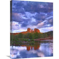 Cathedral Rock reflected in Oak Creek at Red Rock Crossing, Arizona-Canvas Art-18"x24"