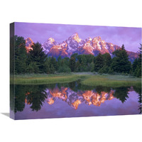 Grand Tetons at Schwabacher Landing, Grand Teton NP, Wyoming-Canvas Art-24&quotx18"