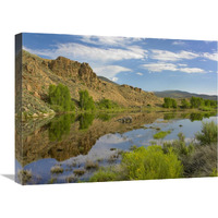 Cliffs reflected in lake, Curecanti National Recreation Area, Colorado-Canvas Art-24"x18"