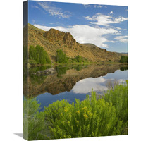 Cliffs reflected in lake, Curecanti National Recreation Area, Colorado-Canvas Art-18"x24"