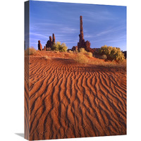 Totem pole and Yei Bi Chei with sand dunes, Monument Valley,  Arizona-Canvas Art-18&quotx24"