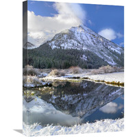 Phi Kappa Mountain reflected in river, Idaho-Canvas Art-18"x24"