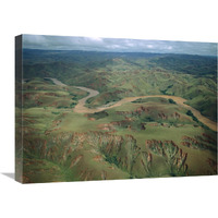 Deforested and eroded hills along silted Betsiboka River, Madagascar-Canvas Art-24"x18"