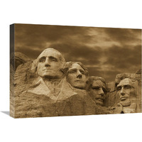 Mount Rushmore National Monument, South Dakota - Sepia-Canvas Art-24&quotx18"