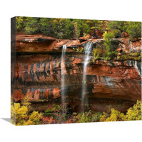 Cascades tumbling 110 feet at Emerald Pools, Zion National Park, Utah-Canvas Art-22"x18.26"