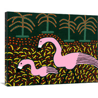 Flamingos-Canvas Art-35"x28"