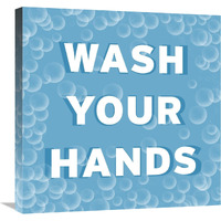 Bathroom Signs - Bubbles - Wash Your Hands-Canvas Art-24"x24"