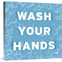 Bathroom Signs - Bubbles - Wash Your Hands-Canvas Art-30"x30"