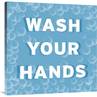 Bathroom Signs - Bubbles - Wash Your Hands-Canvas Art-36"x36"