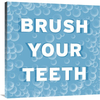 Bathroom Signs - Bubbles - Brush Your Teeth-Canvas Art-36"x36"