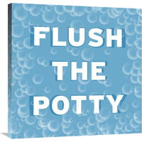 Bathroom Signs - Bubbles - Flush the Potty-Canvas Art-30"x30"