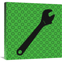 Hand Tools - Wrench and Hex Nut-Canvas Art-24"x24"