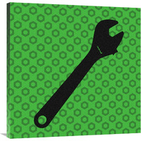 Hand Tools - Wrench and Hex Nut-Canvas Art-36&quotx36"