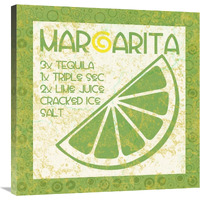 Cocktail Recipes - Margarita-Canvas Art-30"x30"