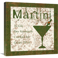 Cocktail Recipes - Martini-Canvas Art-24"x24"