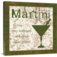 Cocktail Recipes - Martini-Canvas Art-30"x30"