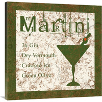 Cocktail Recipes - Martini-Canvas Art-36&quotx36"