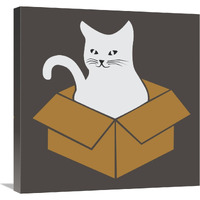 Cat in a Box - Gray-Canvas Art-24"x24"