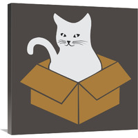 Cat in a Box - Gray-Canvas Art-30&quotx30"