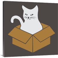 Cat in a Box - Gray-Canvas Art-36"x36"