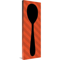 Mealtime: Red Stripes - Spoon-Canvas Art-12"x36"