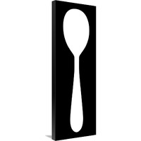 Mealtime White on Black - Spoon-Canvas Art-12&quotx36"