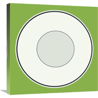 Mealtime: White on Green - Plate-Canvas Art-24"x24"